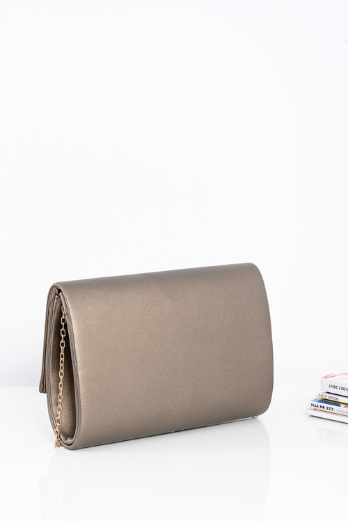 Modna Damska Licowa Kopertówka Na Złotym Łańcuszku Ciemnozłota