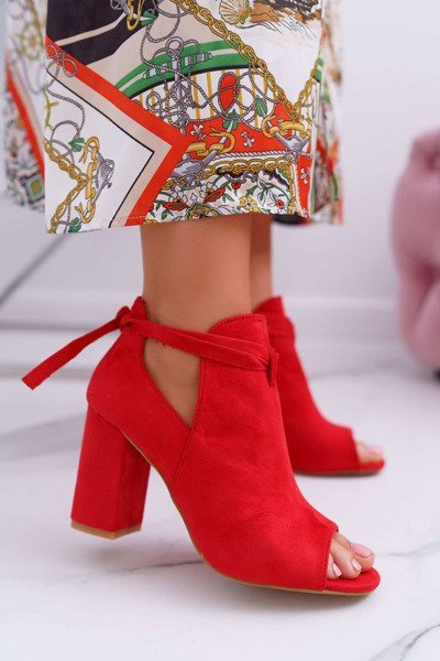 Czerwone Botki Sandały Na Słupku Odkryte Palce Grays