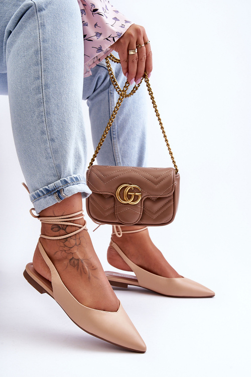 Damskie Wiązane Baleriny Nude Lilly Ann