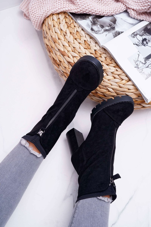 Botki Damskie Na Słupku Czarne Frann