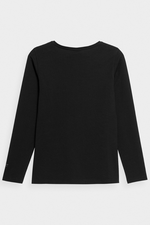 Gładka Koszulka Z Długim Rękawem Longsleeve 4F 4FWMM00TLONF376-20S Czarna