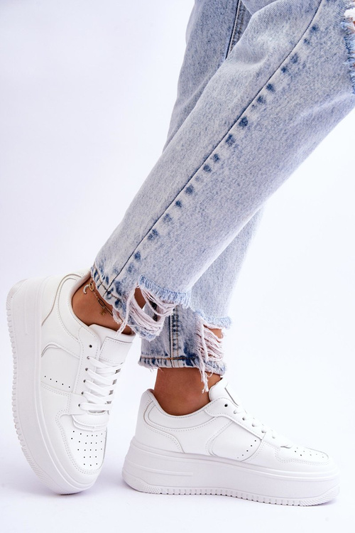 Damskie Buty Sportowe Na Wysokiej Platformie Białe Bexley