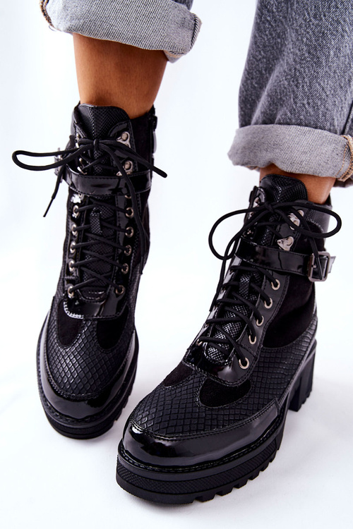 Botki Workery Z Klamrą Czarne Devera