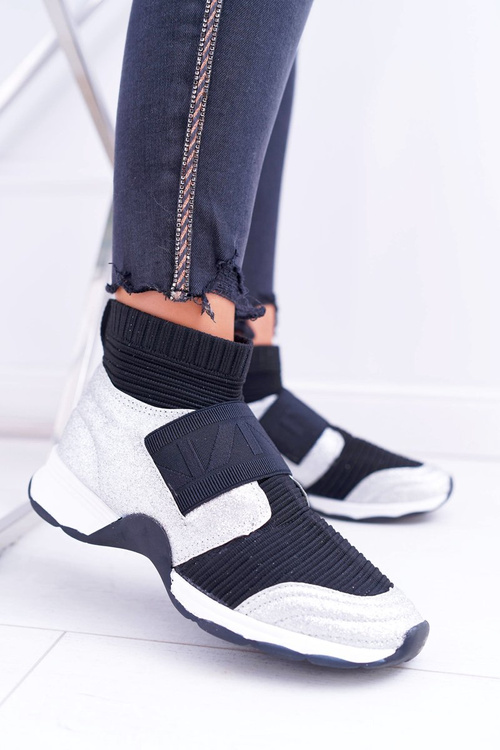 Obuwie Sportowe Damskie Lu Boo Ze Skarpetą Srebrny Brokat Phantom