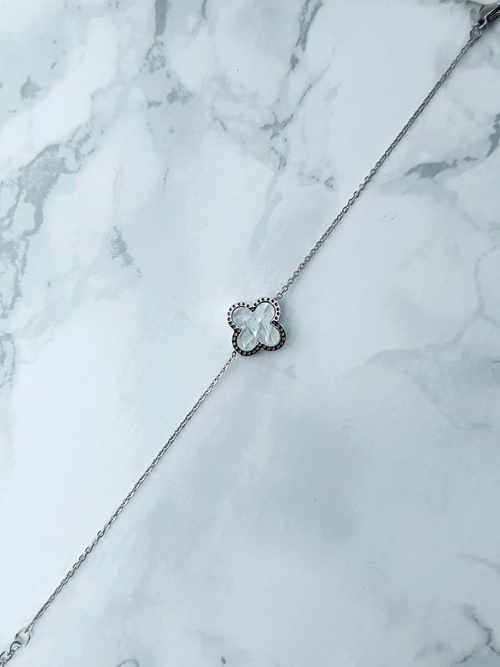 Damska Bransoleta Na Łańcuszku Kwiatek Srebrna Selene