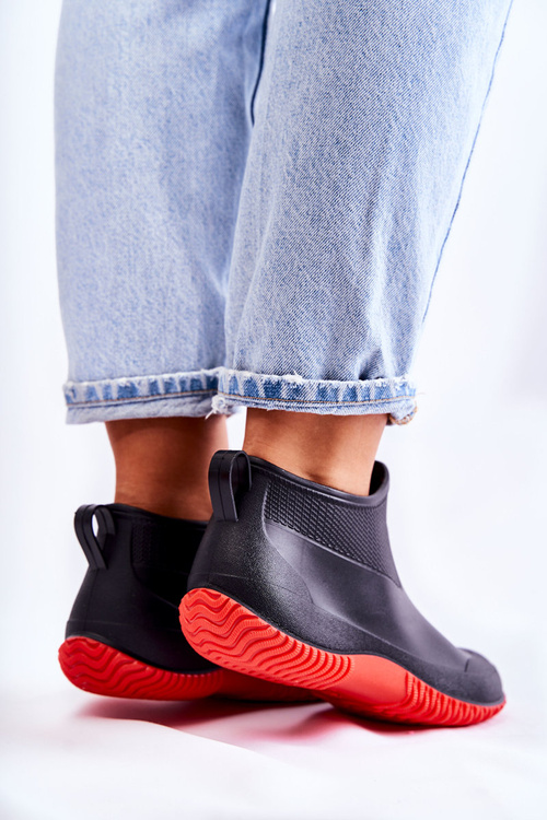 Damskie Niskie Kalosze Czarno-Czerwone Eldora