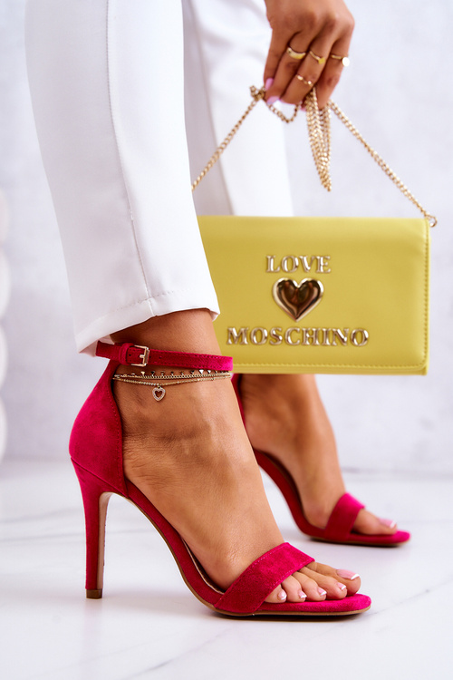 Damskie Sandały Na Szpilce Zamszowe Fuksja Massimo