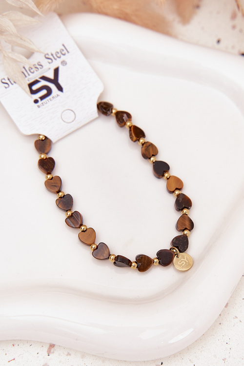 Bransoletka Serduszka Ze Stali Chirurgicznej Brązowa