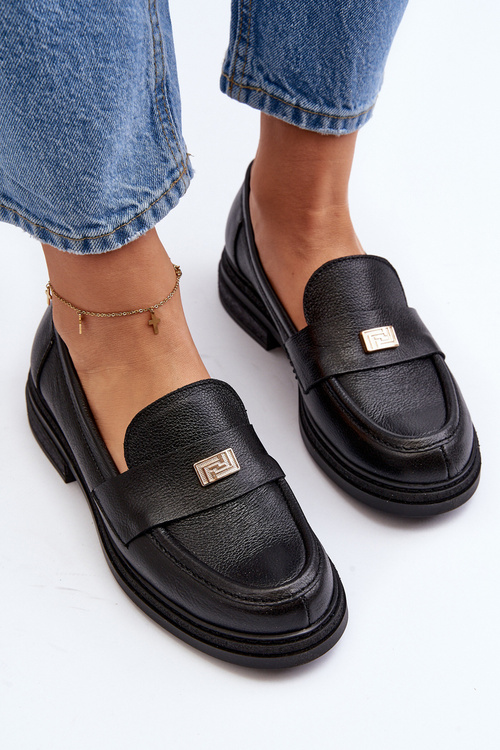 Zazoo 20165 Skórzane Mokasyny Damskie Czarne