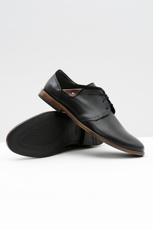 Męskie Czarne Półbuty Luca Skóra