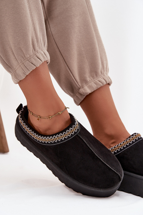 Śniegowce Damskie Z Ozdobnym Haftem Czarne Jenira