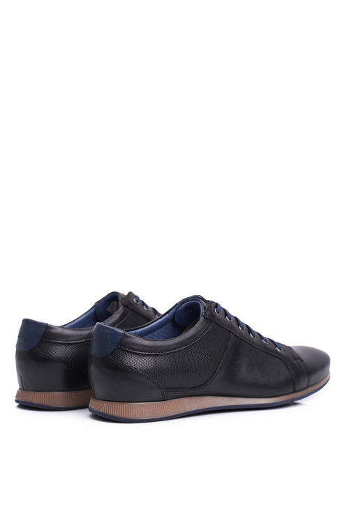 Półbuty Męskie Casual Skórzane Nikopol Czarne 1730