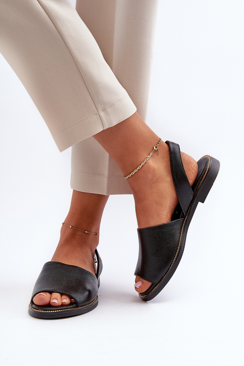 Skórzane Wsuwane Sandały Czarne Lemar Alivia