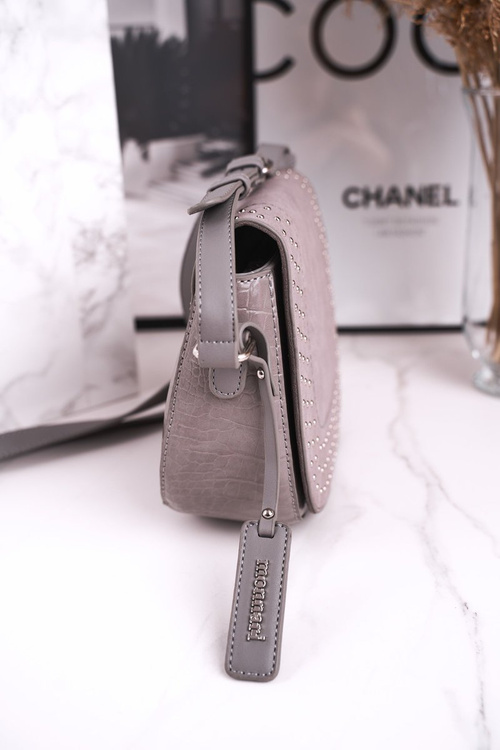 Torebka Damska Listonoszka MONNARI BAG4250-019 Szara Zamsz