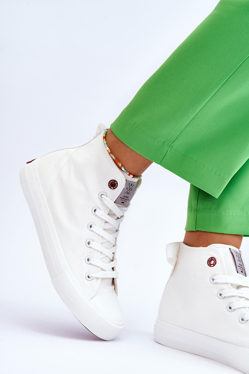 Damskie Klasyczne Wysokie Trampki Cross Jeans LL2R4086C Białe