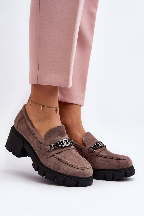 Mokasyny Na Masywnym Obcasie Beżowe Eriella