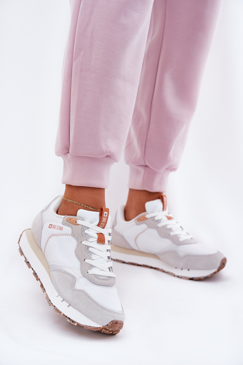 Zamszowe Lekkie Buty Sportowe Damskie Big Star RR274235 HI-POLY SYSTEM Beżowe