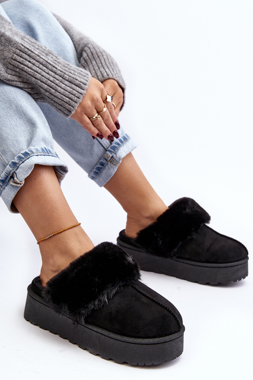 Kapcie Śniegowce Damskie Na Platformie Czarne Phiniopis