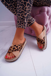 Klapki Damskie Na Platformie Camel Leopard Greta