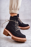 Damskie Modne Botki Ocieplane Czarne Gerda