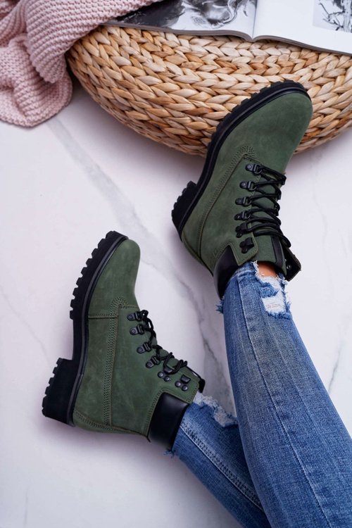 Damskie Botki Trapery Big Star Zielone EE274031