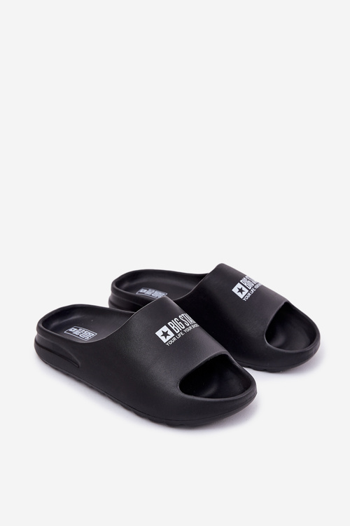 Piankowe Klapki Męskie Z Logo Big Star RR174A012 Czarne