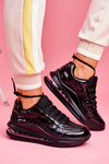 Sportowe Damskie Buty Sneakersy Lakierowane Czarne Meff