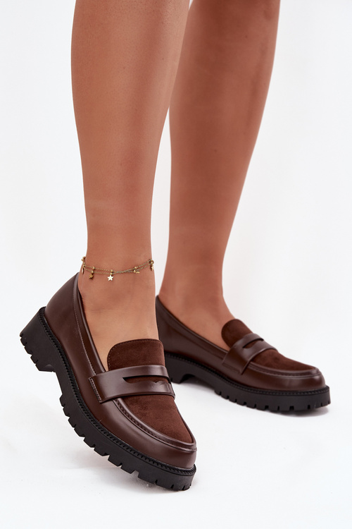 Mokasyny Damskie Z Eko Skóry Czekoladowe Cailen