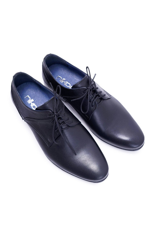 Nikopol 1622 Męskie Czarne Skórzane Wizytowe Półbuty