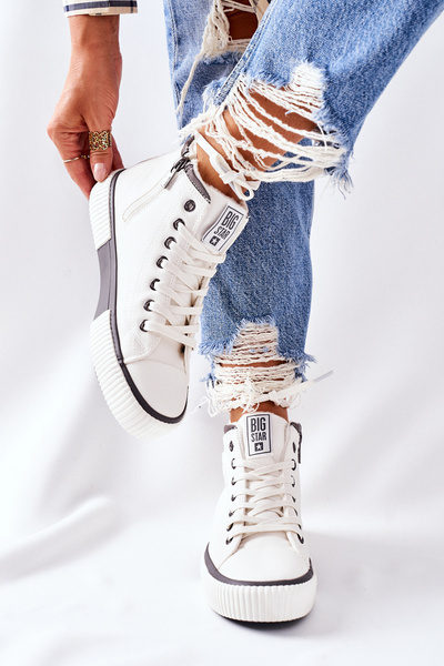 Wysokie Ocieplane Trampki Big Star II274158 Białe