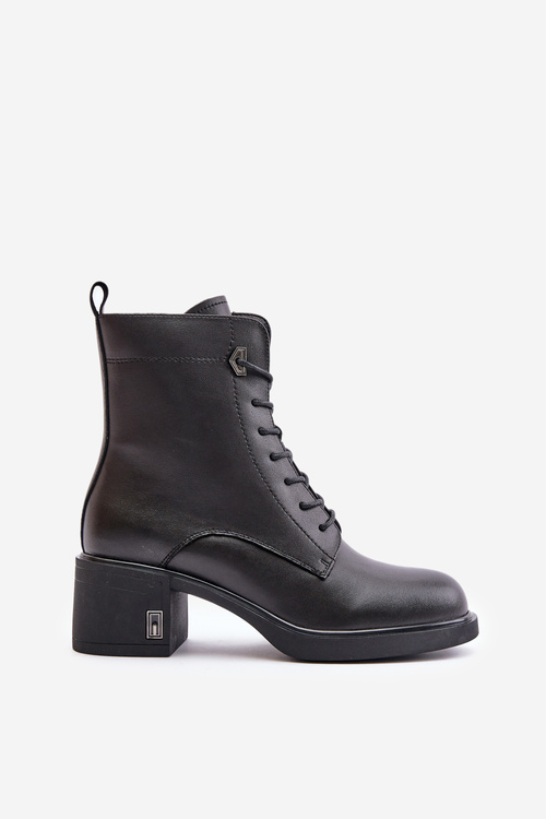 Ocieplane Botki Na Obcasie Ze Skóry Naturalnej Czarne Vinceza 66689