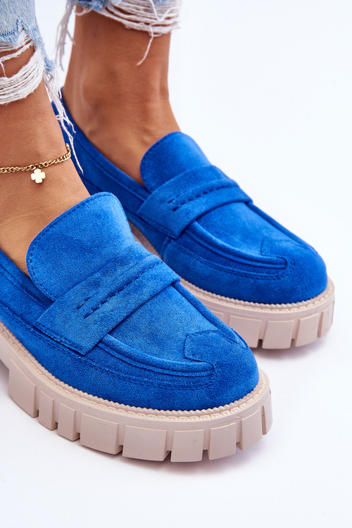 Damskie Zamszowe Wsuwane Półbuty Niebieskie Fiorell