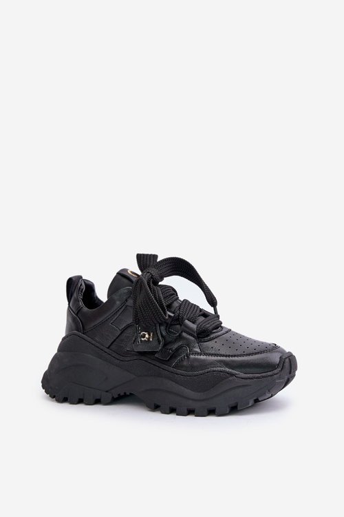 Damskie Skórzane Sneakersy Czarne CheBello 4583