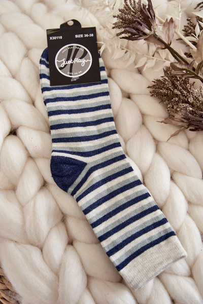 Damskie Bawełniane Klasyczne Skarpety W Paski Multikolor