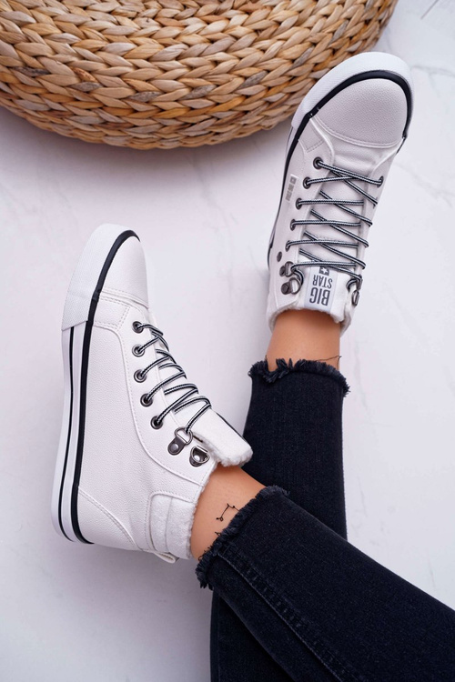 Trampki Damskie Big Star Wysokie Białe Ocieplane EE274411