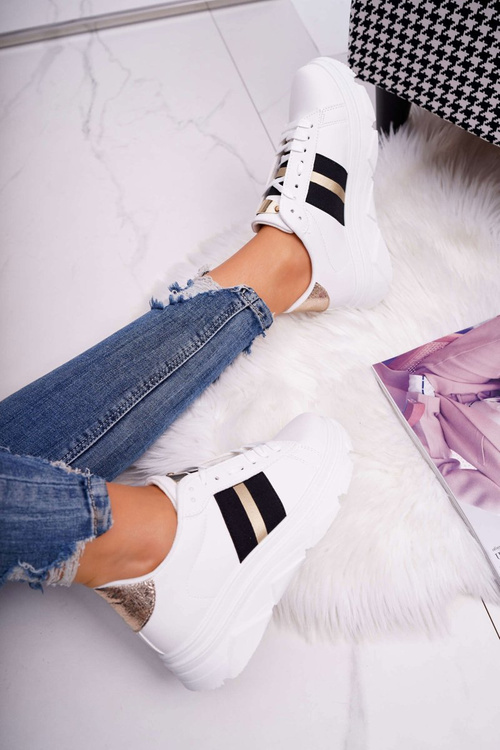 Sportowe Damskie Buty Gruba Podeszwa Białe Marche