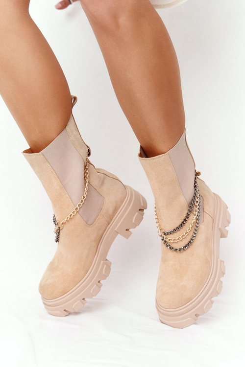 Zamszowe Sztyblety Workery Lewski Shoes 2998-0 Piaskowe