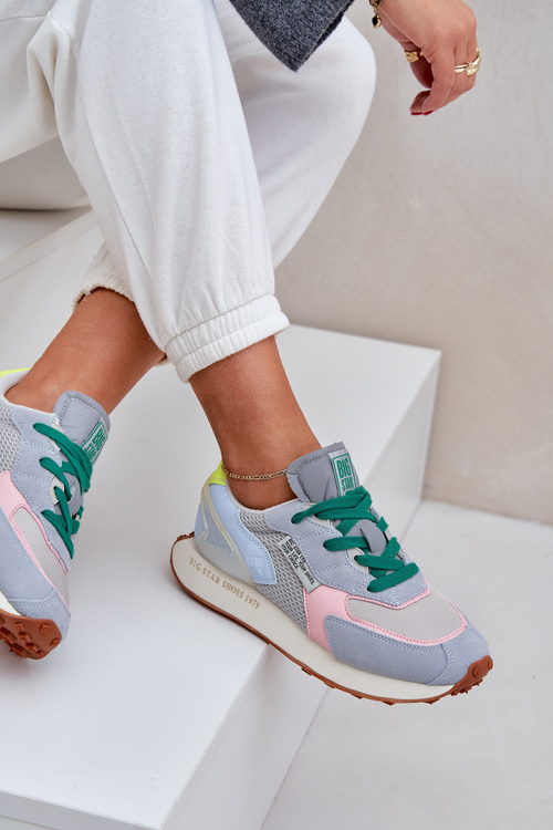 Sneakersy Damskie Na Platformie Memory Foam System Big Star NN274682 Niebieskie
