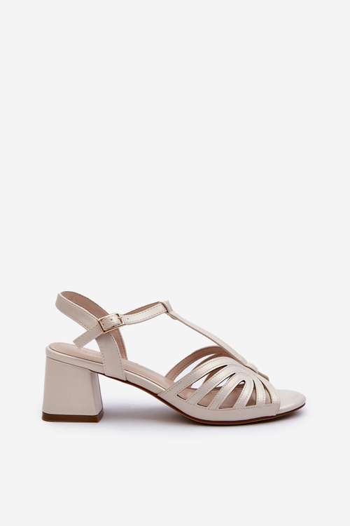 Damskie Sandały Na Obcasie Sergio Leone SK880 Perłowe