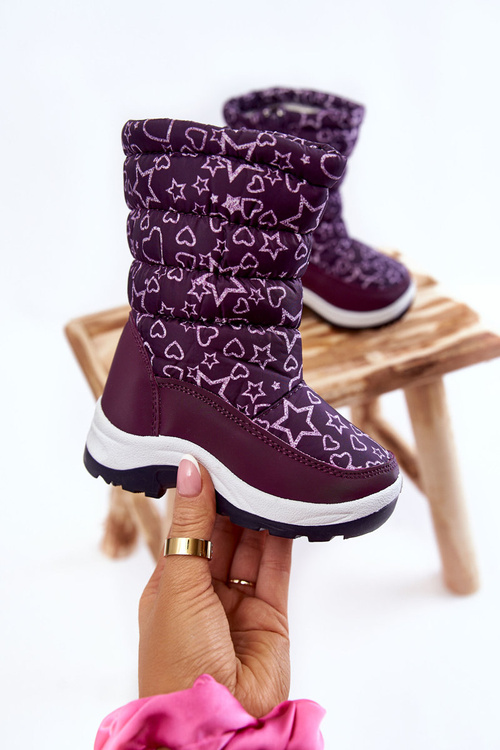 Dziecięce Botki Śniegowce Ocieplane Fioletowe Terra