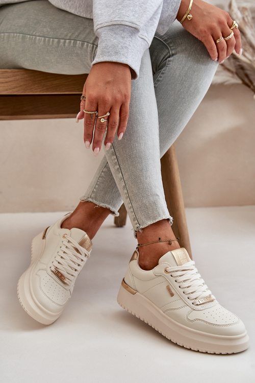 Sneakersy Damskie Na Platformie Big Star OO274757 HI-POLY SYSTEM Białe