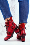 Botki Damskie Skórzane Trzewiki Maciejka Czerwone 03194