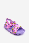 Piankowe Dziecięce Lekkie Sandałki We Wzory Fioletowo-Różowe Malaga
