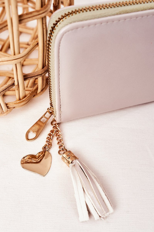 Duży Portfel Damski Z Breloczkiem Szaro-Zielony