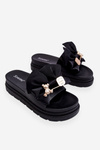 Klapki Z Kokardą I Ozdobnym Misiem Czarne Suzy
