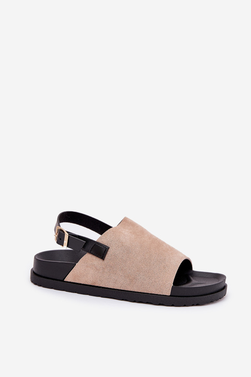 Sandały Damskie Z Eko Zamszu Na Platformie Beżowe Migola