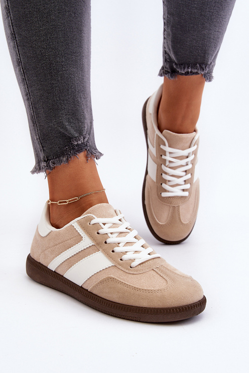 Damskie Niskie Sneakersy Buty Sportowe Beżowe Eudiopis