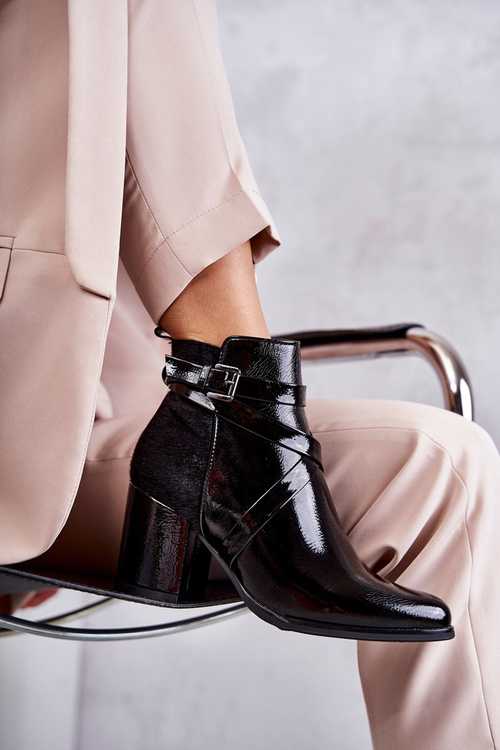 Modne Lakierowane Botki La.Fi 260037B-LA Czarne