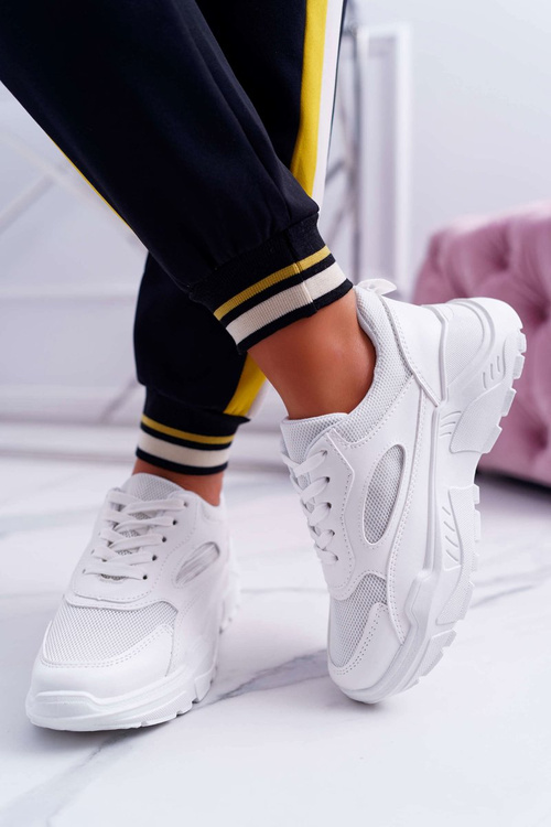 Sportowe Damskie Buty Gruba Podeszwa Białe HighStep