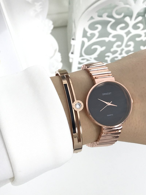 Damski Zegarek Ernest Claudie Różowe Złoto